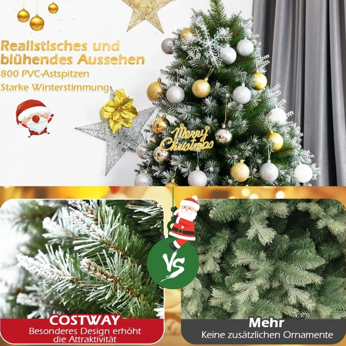 180 cm künstlicher Weihnachtsbaum mit Schnee Christbaum Tannenbaum mit Metallständer Grün