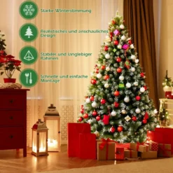 180 cm künstlicher Weihnachtsbaum mit Schnee Christbaum Tannenbaum mit Metallständer Grün