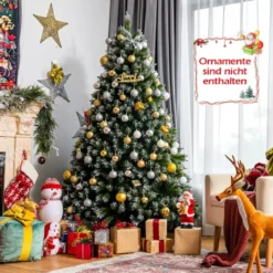 180 cm künstlicher Weihnachtsbaum mit Schnee Christbaum Tannenbaum mit Metallständer Grün