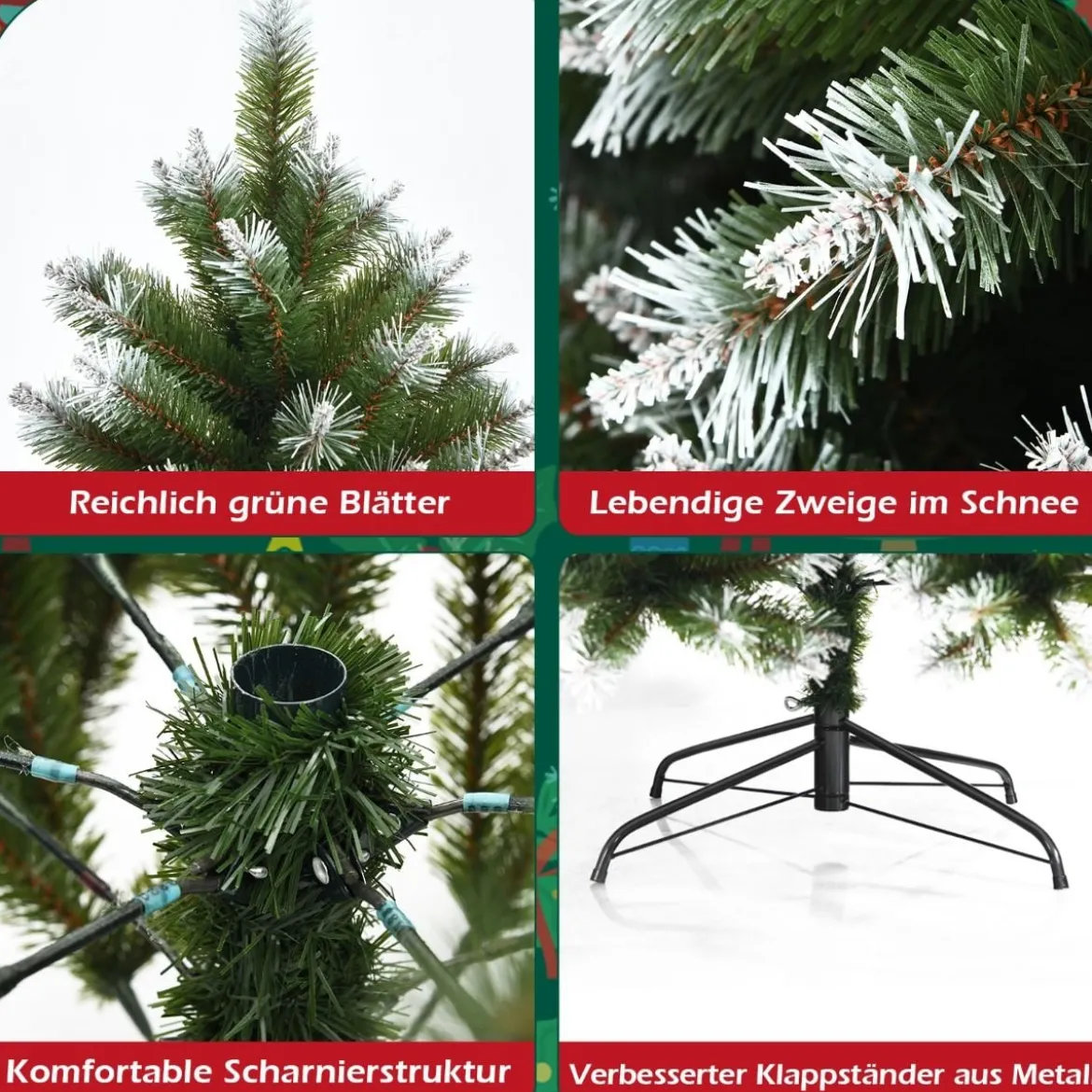 180 cm künstlicher Weihnachtsbaum mit Schnee Christbaum Tannenbaum mit Metallständer Grün