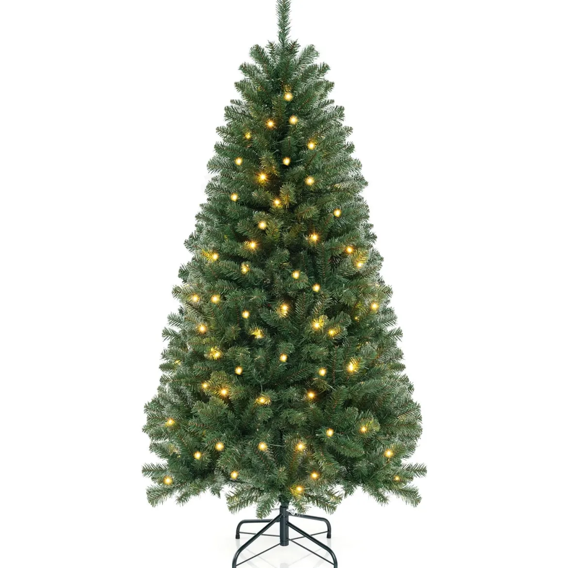 180cm künstlicher Weihnachtsbaum mit 568 PVC Zweigspitzen & 200 LED-Lichtern Festtagsbaum