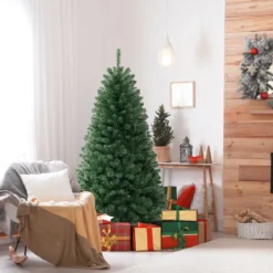 180cm künstlicher Weihnachtsbaum mit 568 PVC Zweigspitzen & 200 LED-Lichtern Festtagsbaum