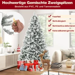 210 cm Künstlicher Weihnachtsbaum mit Schnee & 8 Lichtmodi & 1270 PE PVC Zweigspitzen