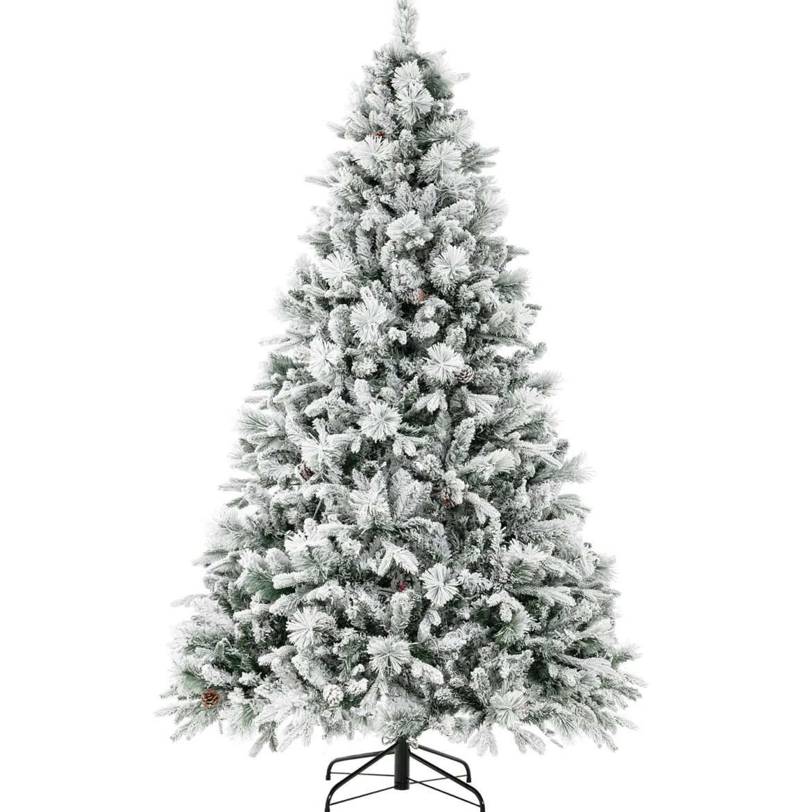 210 cm Künstlicher Weihnachtsbaum mit Schnee & 8 Lichtmodi & 1270 PE PVC Zweigspitzen