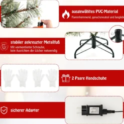 180 cm Künstlicher Weihnachtsbaum mit Beleuchtung Tannenbaum mit 350 mehrfarbigen LED-Lichtern