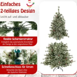 180 cm Künstlicher Weihnachtsbaum mit Beleuchtung Tannenbaum mit 350 mehrfarbigen LED-Lichtern