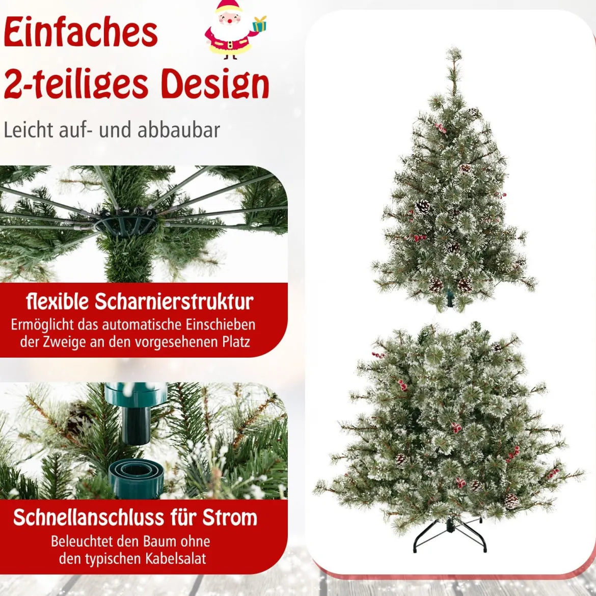 180 cm Künstlicher Weihnachtsbaum mit Beleuchtung Tannenbaum mit 350 mehrfarbigen LED-Lichtern