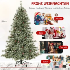 180 cm Künstlicher Weihnachtsbaum mit Beleuchtung Tannenbaum mit 350 mehrfarbigen LED-Lichtern