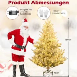 180 cm Künstlicher Weihnachtsbaum mit Beleuchtung & Schnee Tannenbaum Christbaum Kunstbaum