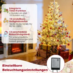 180 cm Künstlicher Weihnachtsbaum mit Beleuchtung & Schnee Tannenbaum Christbaum Kunstbaum