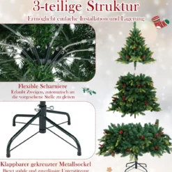 180 cm Künstlicher Weihnachtsbaum mit 370 APP-Gesteuerte Mehrfarbige RGB-Lichter Kunstbaum