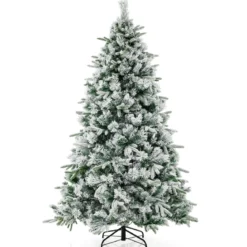 210 cm Künstlicher Weihnachtsbaum mit Schnee und Beleuchtung Tannenbaum mit 300 Warmweißen LED-Lichtern