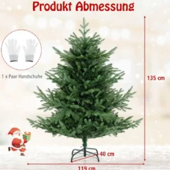 135 cm Künstlicher Weihnachtsbaum mit Beleuchtung Tannenbaum mit 160 warmweißen LED-Lichtern und 8 Lichtmodi