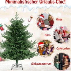 135 cm Künstlicher Weihnachtsbaum mit Beleuchtung Tannenbaum mit 160 warmweißen LED-Lichtern und 8 Lichtmodi