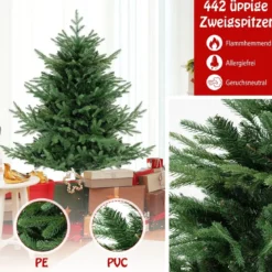 135 cm Künstlicher Weihnachtsbaum mit Beleuchtung Tannenbaum mit 160 warmweißen LED-Lichtern und 8 Lichtmodi