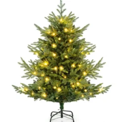 135 cm Künstlicher Weihnachtsbaum mit Beleuchtung Tannenbaum mit 160 warmweißen LED-Lichtern und 8 Lichtmodi