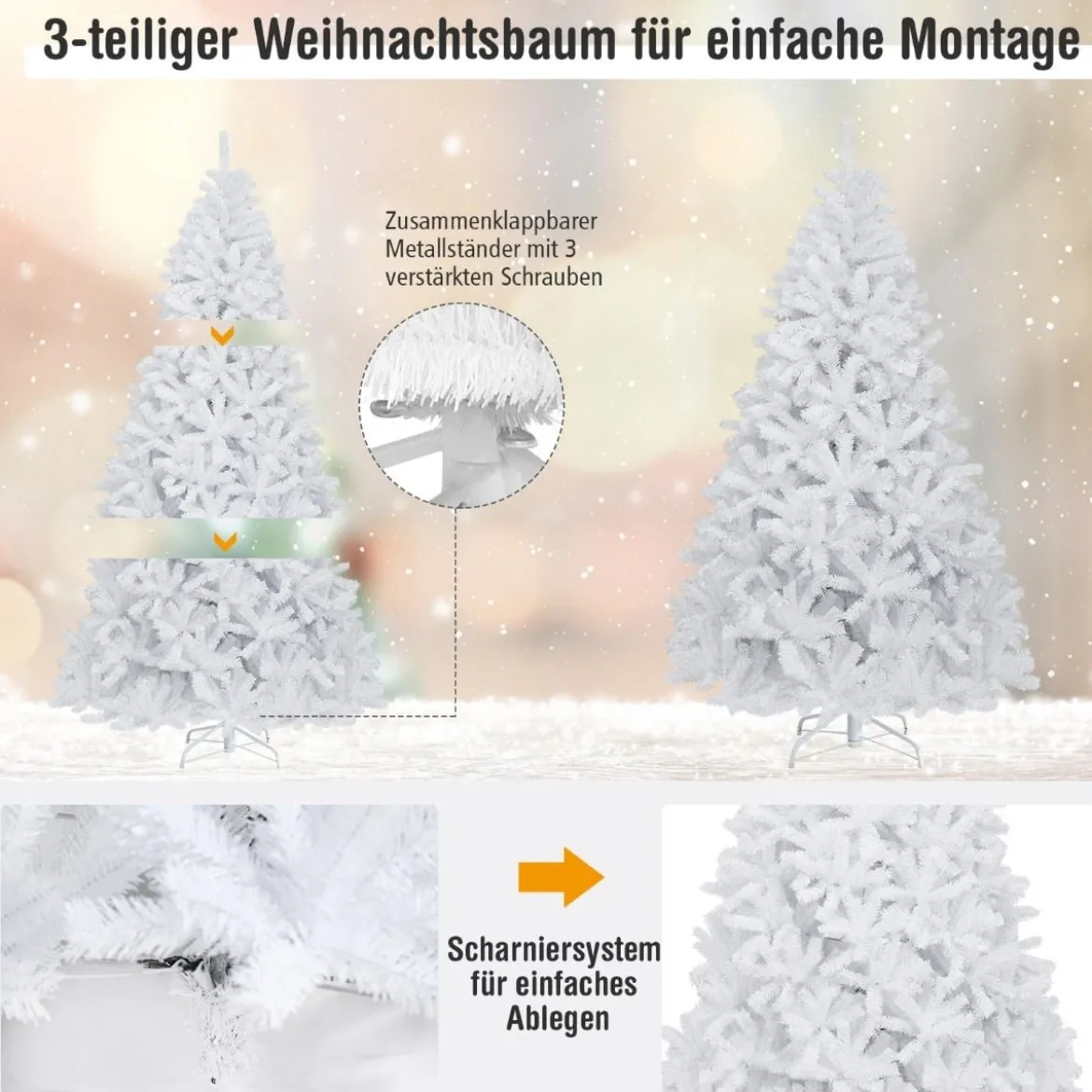 180 cm Künstlicher Weihnachtsbaum mit 1477 Zweigen Tannenbaum für Zuhause