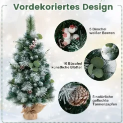 90 cm Künstlicher Weihnachtsbaum mit Beleuchtung & 30 Warmweißen LED Lichtern & Timer