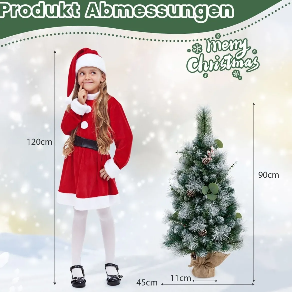 90 cm Künstlicher Weihnachtsbaum mit Beleuchtung & 30 Warmweißen LED Lichtern & Timer