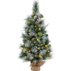 90 cm Künstlicher Weihnachtsbaum mit Beleuchtung & 30 Warmweißen LED Lichtern & Timer