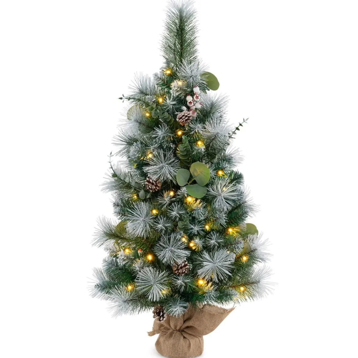 90 cm Künstlicher Weihnachtsbaum mit Beleuchtung & 30 Warmweißen LED Lichtern & Timer