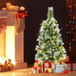 90 cm Künstlicher Weihnachtsbaum mit Beleuchtung & 30 Warmweißen LED Lichtern & Timer