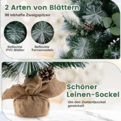 90 cm Künstlicher Weihnachtsbaum mit Beleuchtung & 30 Warmweißen LED Lichtern & Timer
