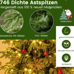 180 cm Künstlicher Weihnachtsbaum mit Beleuchtung Tannenbaum Christbaum Grün