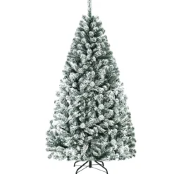 180cm Künstlicher Weihnachtsbaum mit Schnee & Metallständer & PVC Nadeln Tannenbaum