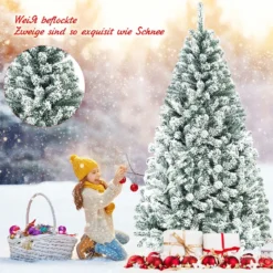 180cm Künstlicher Weihnachtsbaum Schnee Tannenbaum Metallständer Christbaum