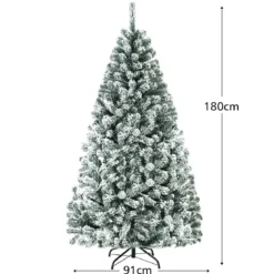 180cm Künstlicher Weihnachtsbaum Schnee Tannenbaum Metallständer Christbaum