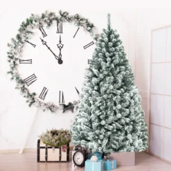 180cm Künstlicher Weihnachtsbaum Schnee Tannenbaum Metallständer Christbaum