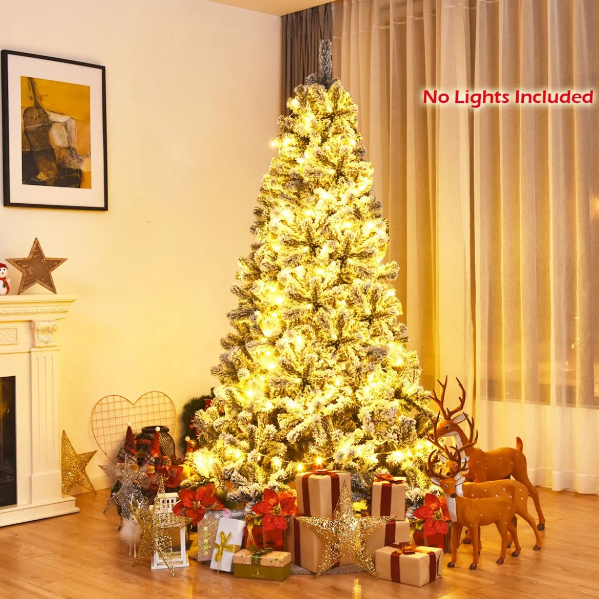 180cm Künstlicher Weihnachtsbaum Schnee Tannenbaum Metallständer Christbaum