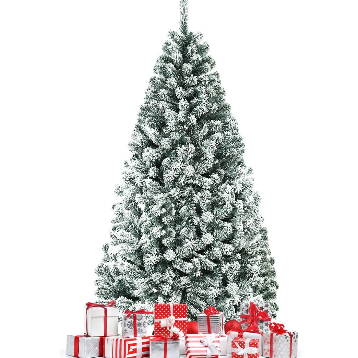 180cm Künstlicher Weihnachtsbaum Schnee Tannenbaum Metallständer Christbaum