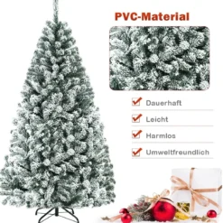 180cm Künstlicher Weihnachtsbaum Schnee Tannenbaum Metallständer Christbaum