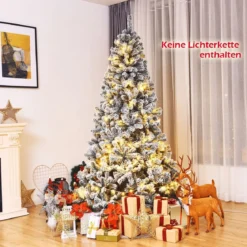 180cm Künstlicher Weihnachtsbaum Schnee Tannenbaum Metallständer Christbaum