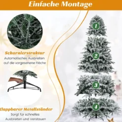 240 cm Künstlicher Weihnachtsbaum mit Beleuchtung & Schnee Tannenbaum Christbaum Kunstbaum