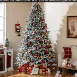 240 cm Künstlicher Weihnachtsbaum mit Beleuchtung & Schnee Tannenbaum Christbaum Kunstbaum