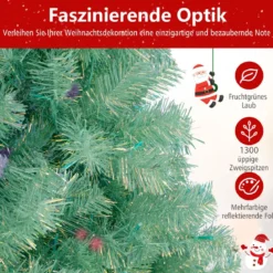 225 cm Künstlicher Weihnachtsbaum mit Beleuchtung Tannenbaum mit warmweißen LED-Lichtern Grün