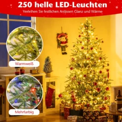 180 cm Künstlicher Weihnachtsbaum mit 250 Mehrfarbigen LED-Lichtern Christbaum Kunstbaum