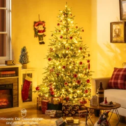 180 cm Künstlicher Weihnachtsbaum mit 250 Mehrfarbigen LED-Lichtern Christbaum Kunstbaum