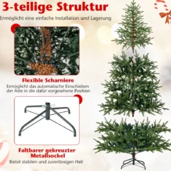 180 cm Künstlicher Weihnachtsbaum mit 250 Mehrfarbigen LED-Lichtern Christbaum Kunstbaum