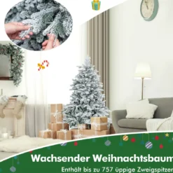 135 cm Künstlicher Weihnachtsbaum mit Beleuchtung und Schnee Tannenbaum mit 120 warmweißen LED-Lichtern