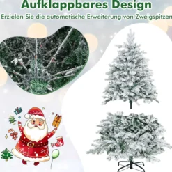 135 cm Künstlicher Weihnachtsbaum mit Beleuchtung und Schnee Tannenbaum mit 120 warmweißen LED-Lichtern