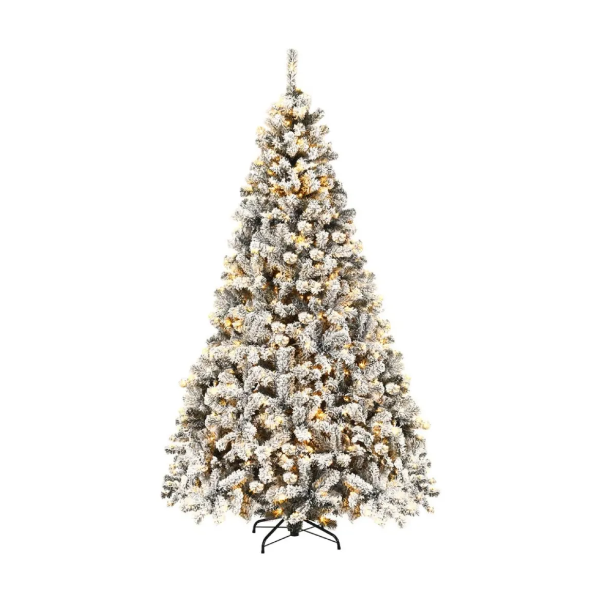 225cm Künstlicher Weihnachtsbaum mit Schnee und warmweißen LED-Leuchten Christbaum PVC Nadeln
