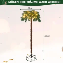 150 cm Künstlicher Weihnachtsbaum Beleuchtete Weihnachtspalme mit Warmweißen Lichtern