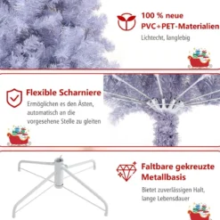 225 cm Künstlicher Weihnachtsbaum mit Beleuchtung Tannenbaum mit warmweißen LED-Lichtern Violett