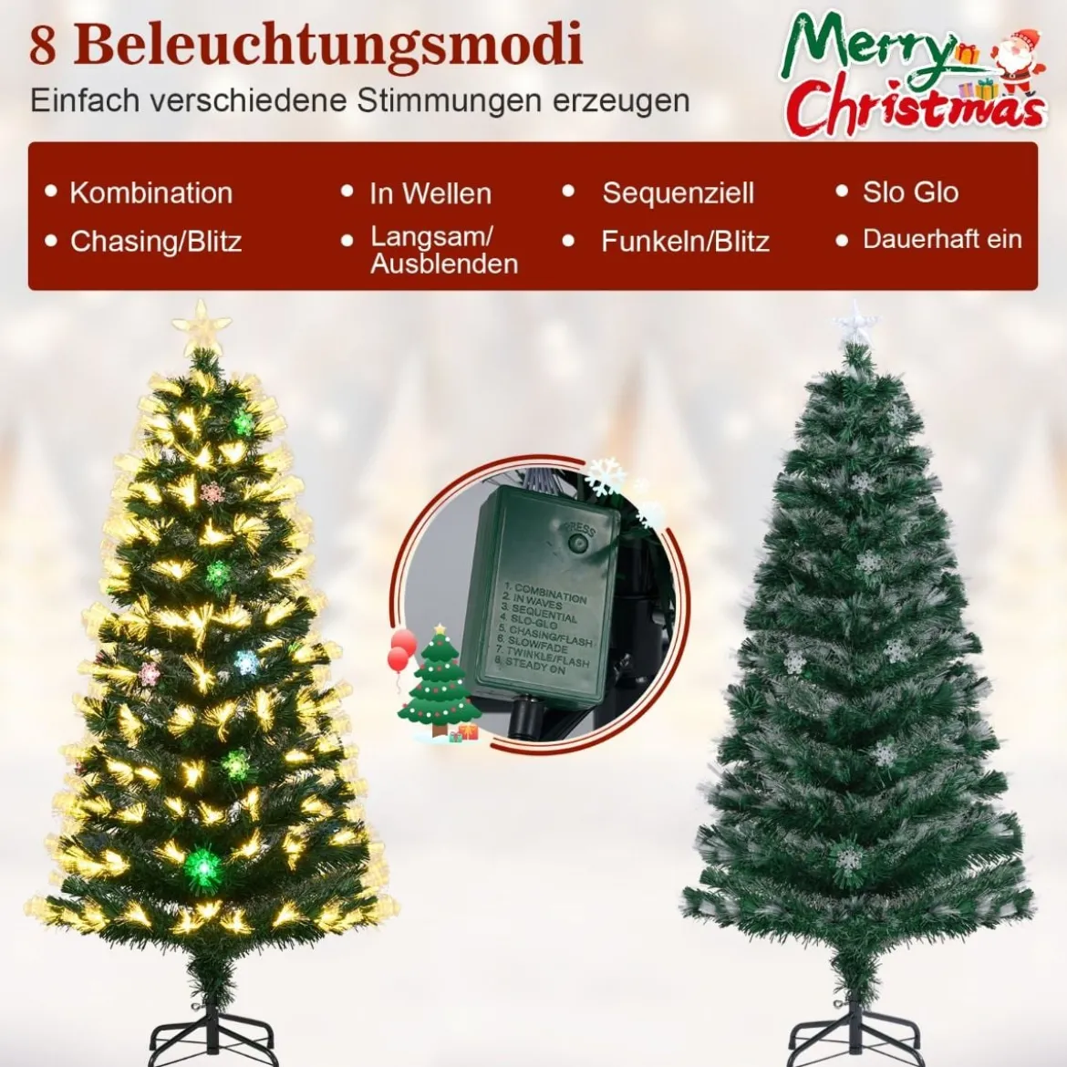 150 cm Künstlicher Weihnachtsbaum mit Beleuchtung & Sternspitze Mini Tannenbaum Christbaum