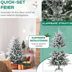 147/186cm Künstlicher Weihnachtsbaum mit Mehrfarbigen LED-Lichtern & 8 Lichtmodi Beflockter Tannenbaum