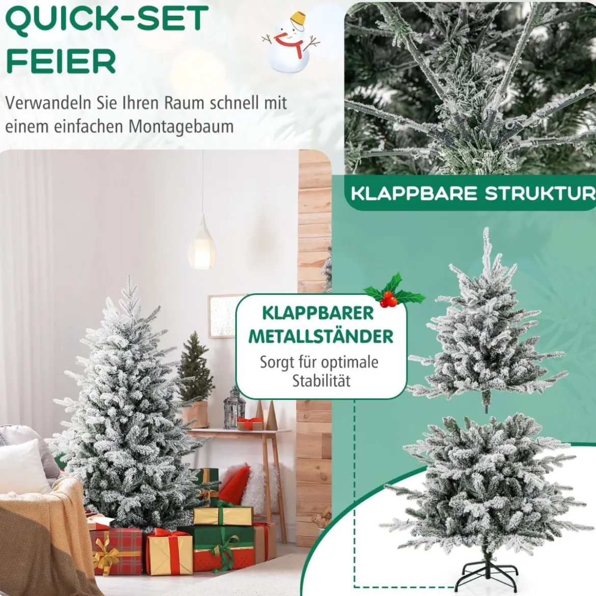147/186cm Künstlicher Weihnachtsbaum mit Mehrfarbigen LED-Lichtern & 8 Lichtmodi Beflockter Tannenbaum